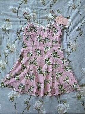 NWT Lacemade 100% cotton pink mini dress, size: XL